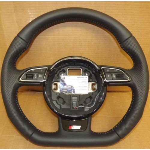 AUDI FLAT BOTTOM S-LINE MULTI FUNCTION STEERING WHEEL (NEW) - SUPPLY & FIT (PIANO BLACK)