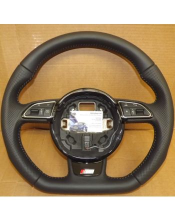 AUDI FLAT BOTTOM S-LINE MULTI FUNCTION STEERING WHEEL (NEW) - SUPPLY & FIT (PIANO BLACK)